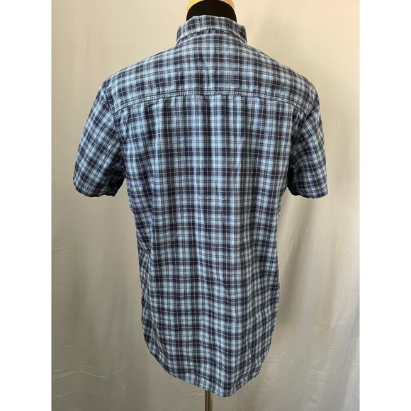 G.H. Bass & Co. 2-Tone Blue Plaid Short Sleeve Button-Down Casual Shirt - Picture 6 of 12